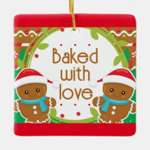 Twillingar tillsammans med Pepparkaksgubbar i Kärl Julgransprydnad Keramik