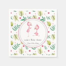 Twillingar Tropical Flamingo Personlig Baby Shower Pappersservett