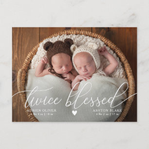 TWILLINGAR Två gånger ett meddelande om Baby foto Vykort