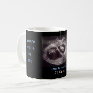 Twillingar Ultraljudsfoto med bästa Pappa-blått oc Kaffemugg