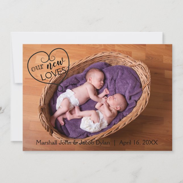 Twillingar Vårt nya Kärlek - födelsemeddelande Meddelande (Framsida)