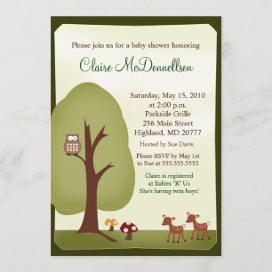 TWILLINGAR Woodland Forest 5x7 Baby Shower-inbjuda Inbjudningar