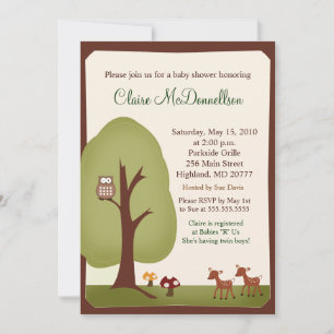 TWILLINGAR Woodland Forest 5x7 Baby Shower-inbjuda Inbjudningar