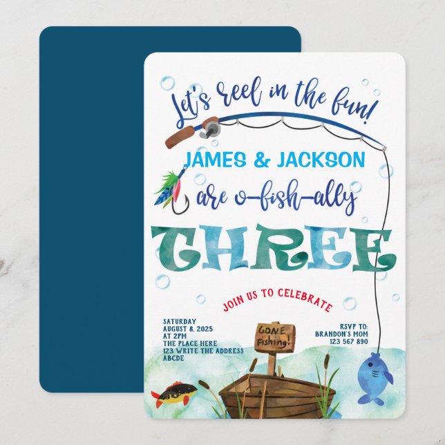 Twillingar Yrkesfiskarna 3:e årsdagen Inbjudningar (Fram/baksida)