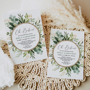 Twillingarna Baby Shower för Modern Greenery Guld Inbjudningar