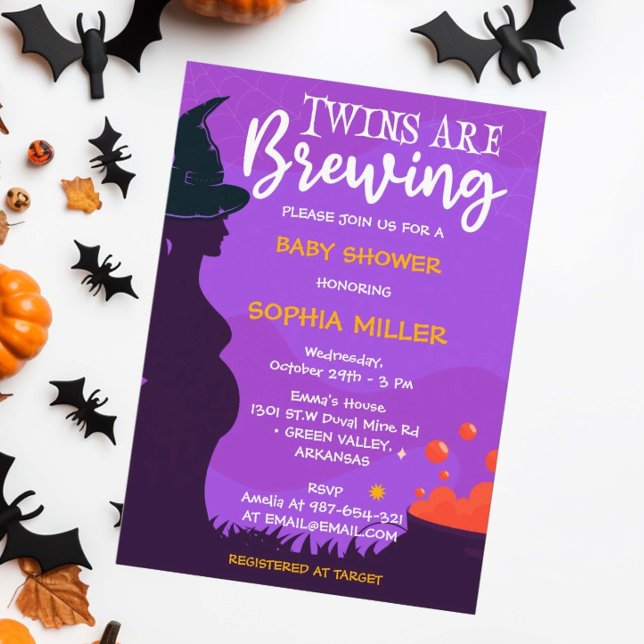Twillingarna brinner Halloween Witch Baby Shower I Inbjudningar (Skapare uppladdad)