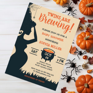 Twillingarna brinner! Halloween Witch Baby Shower Inbjudningar