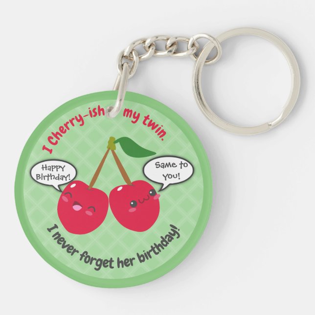 Twillingarna Cute Red Cherry Kawaii Birthday (Baksidan)