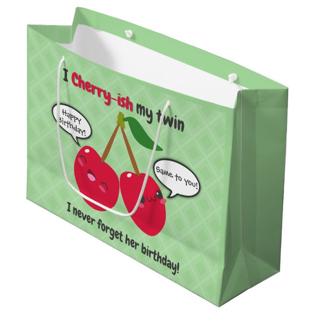 Twillingarna Cute Red Cherry Kawaii Birthday (Framsidan Vinklad)