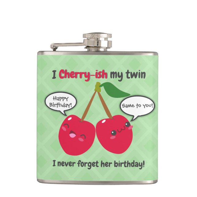 Twillingarna Cute Red Cherry Kawaii Birthday Fickplunta (Framsidan)