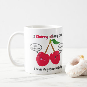 Twillingarna Cute Red Cherry Kawaii Birthday Kaffemugg
