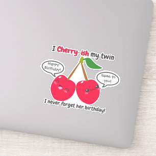 Twillingarna Cute Red Cherry Kawaii Birthday Klistermärken