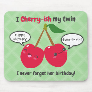 Twillingarna Cute Red Cherry Kawaii Birthday Musmatta