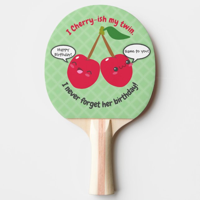 Twillingarna Cute Red Cherry Kawaii Birthday Pingisracket (Framsidan)