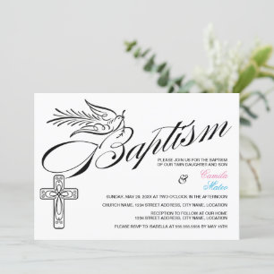 Twillingarna Kor och Dove Baptism Inbjudningar