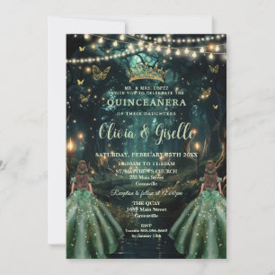 Twillingarna Quinceañera, Grönt Emerald Inbjudningar