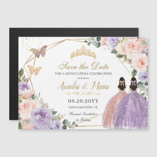 Twillingarna Quinceañera Lilac  Blommigt Ro Guld