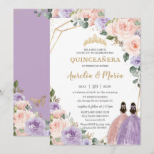 Twillingarna Quinceañera Lilac  Blommigt Ro Guld