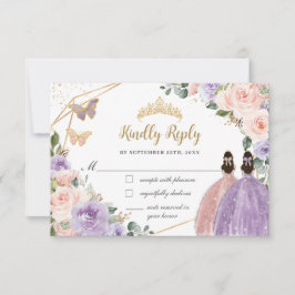 Twillingarna Quinceañera Lilac  Blommigt Ro Guld OSA Kort