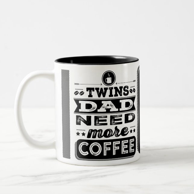 Twillingarpappabehov mer kaffe (den roliga Två-Tonad mugg (Vänster)