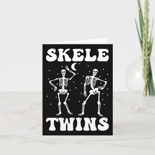 Twillingars Halloween Matching Skeletwins Funny Da Kort (Framsida)