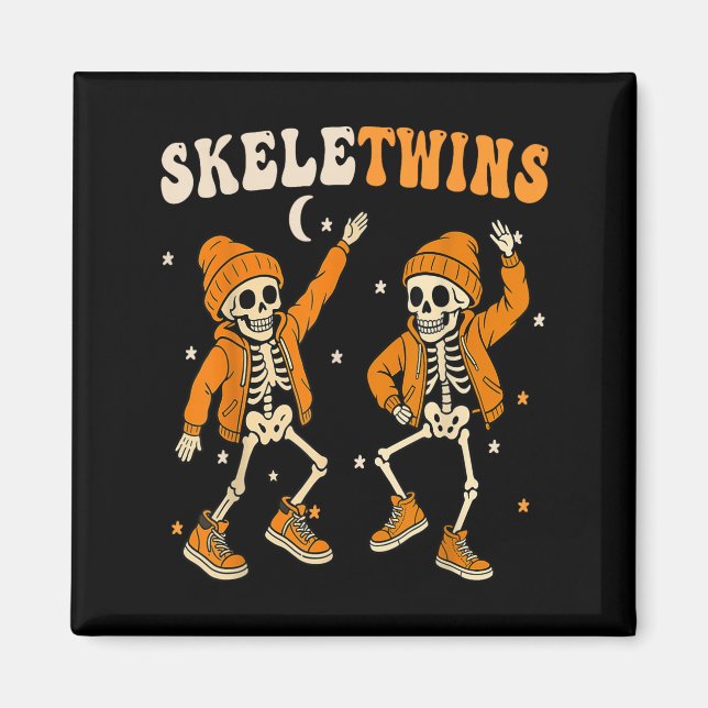 Twillingars Halloween Matching Skeletwins Funny Da Magnet (Framsidan)