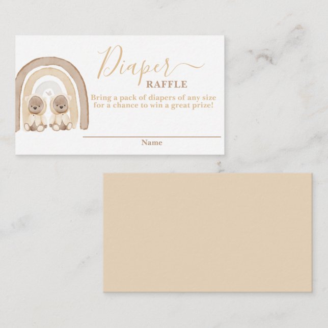 Twillingars Nalle och regnbågsformat ryggstödskort Tilläggskort (Fram/baksida)