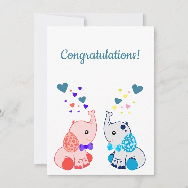 Twillingars, pojkes och flickors födelse, grattisa (Framsida)