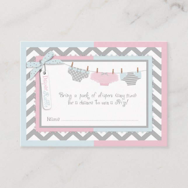 Twillingars Tie Tutu Diaper Raffle Biljett Tilläggskort (Framsida)
