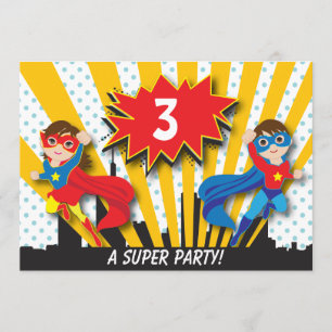 TwillingarSuperherofödelsedag Inbjudningar