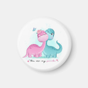 Twin Aqua och Rosa Dinosaur Magnet