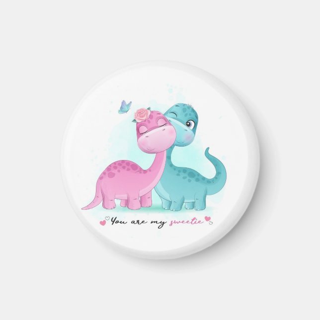 Twin Aqua och Rosa Dinosaur Magnet (Framsidan)