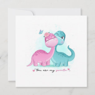 Twin Aqua och Rosa Dinosaur Tack Kort