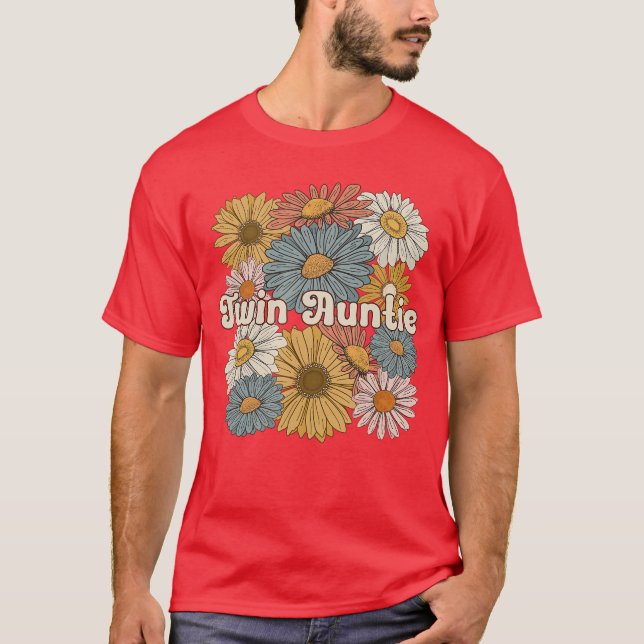 Twin Aunt Flowers Aunt Ofwinswin Auntie Ofwins ret T Shirt (Framsida)