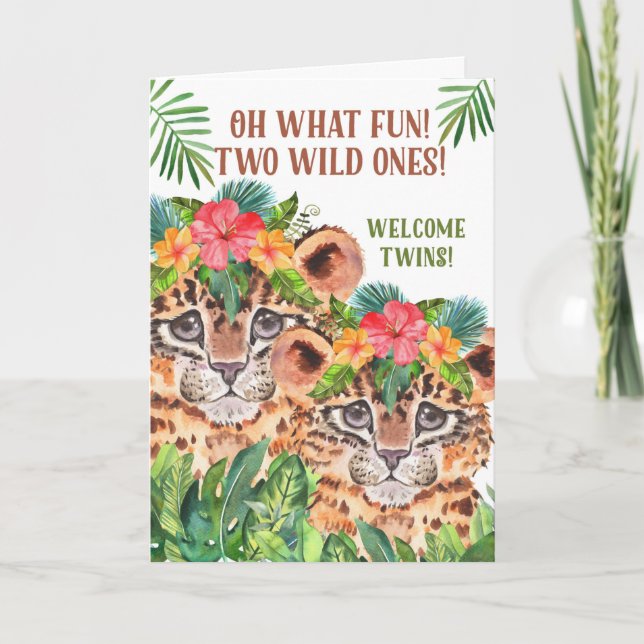 Twin Baby Grattiss Cheetah Jungle Theme Kort (Framsida)