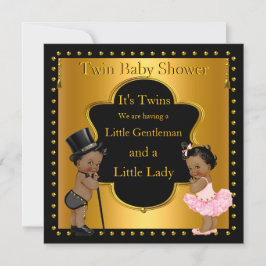Twin Baby Shower Boy and Girl Ethnic Inbjudningar