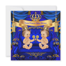 Twin Baby Shower Boy Prince Blue Guld
