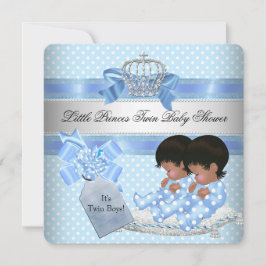 Twin Baby Shower Boys Blue Little Prince Krona Inbjudningar