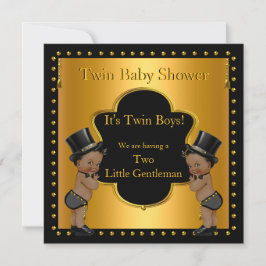 Twin Baby Shower Boys Little gentleman Ethnic Inbjudningar