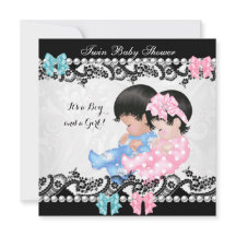 Twin Baby Shower Cute Girl Rosa Boy Blue