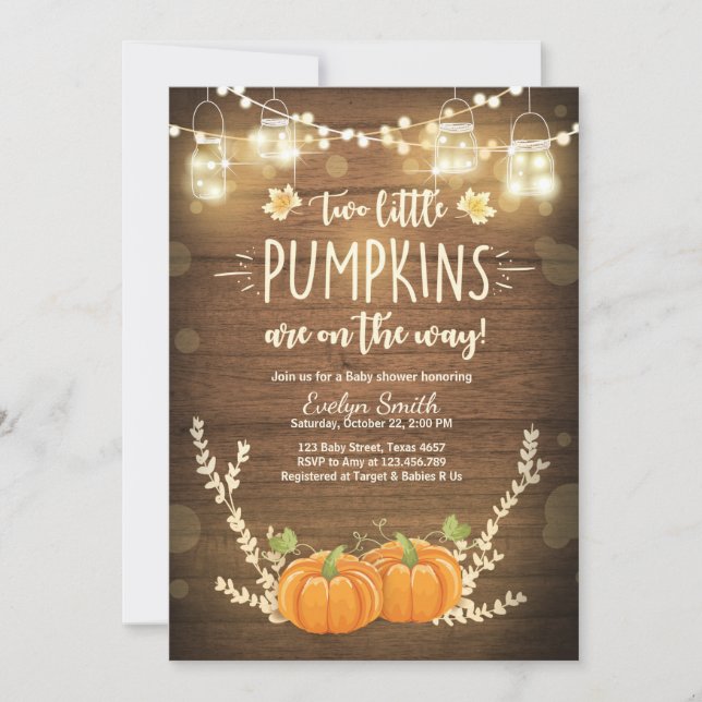Twin Baby Shower inbjudan Little Pumpkins Fall Twi (Framsida)