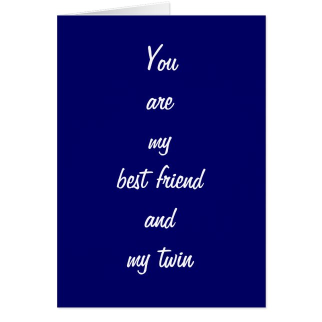 TWIN BIRTHDAY=BEST FRIEND OCH STÖRSTA BLESSING HÄLSNINGSKORT (Framsidan)