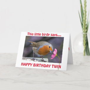 TWIN BIRTHDAY ÖNSKEMÅL FRÅN DENNA LILLA BIRDY KORT