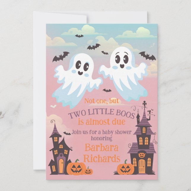Twin Boos Halloween Baby Shower Inbjudningar (Framsida)