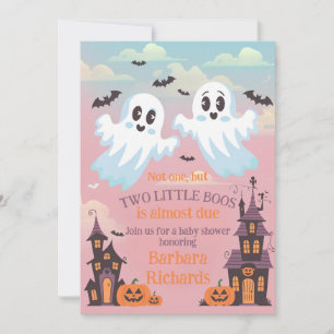 Twin Boos Halloween Baby Shower Inbjudningar