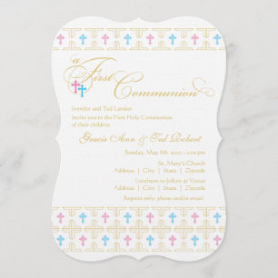Twin Boy and Girl First Communion-inbjudan Inbjudningar