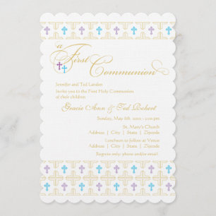 Twin Boy and Girl First Communion-inbjudan Inbjudningar