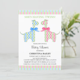 Twin Boy and Girl Giraffe Baby Shower Inbjudningar