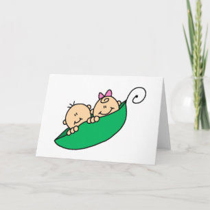 Twin Boy and Girl i Pea Pod Kort