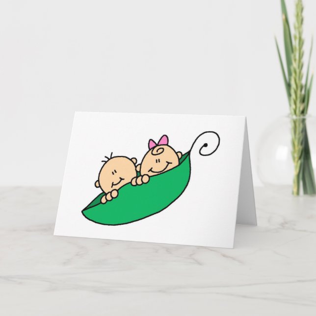 Twin Boy and Girl i Pea Pod Kort (Framsida)